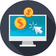 Computer monitor with arrow and coins, symbolizing SysAid's role in ITSM to enhance efficiency and cost-effectiveness. - SysAid