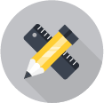 Illustration of ITSM synergy: a yellow pencil and black ruler crossed, symbolizing SysAid's streamlined service desk efficiency. - SysAid