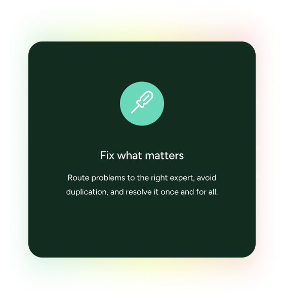 ITSM card featuring a tool icon and message on efficient problem routing, reflecting SysAid’s proactive ITSM approach. - SysAid