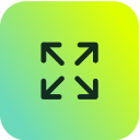 Expand icon with four arrows on a green-yellow gradient, symbolizing scalable ITSM solutions in SysAid’s Service Desk platform. - SysAid