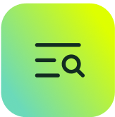 SysAid ITSM search icon: three horizontal lines and magnifying glass on a green-yellow gradient background for streamlined support. - SysAid