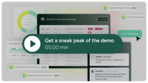 Demo video preview screen displays "Get a sneak peak: 05:00 min" over ITSM interface and chat windows in SysAid. - SysAid