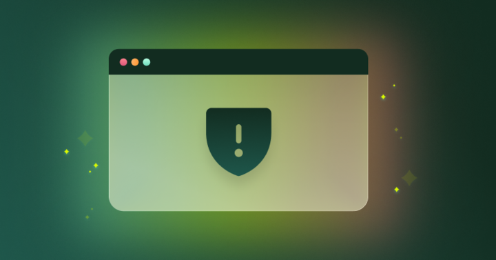 Browser window with a security shield and warning icon representing risks in Agentic AI browsers