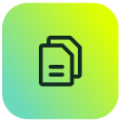 Two overlapping document icons on a green and yellow background, symbolizing ITSM knowledge sharing with SysAid. - SysAid