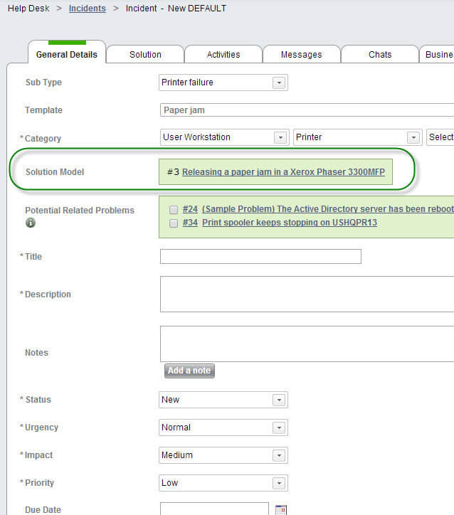 Links Between SysAid Items and Solution Models