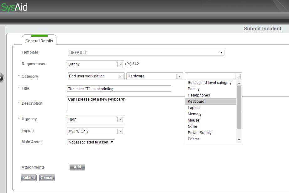 Categorization in SysAid