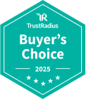 TrustRadius Buyer's Choice 2025 hexagonal badge, highlighting SysAid’s award-winning Service Desk and five-star rating. - SysAid
