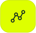 Line graph icon with four dots on yellow-green, symbolizing ITSM analytics in SysAid’s Service Desk platform. - SysAid