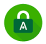 Green circular icon with a white padlock graphic and the letter 'a' in the center, symbolizing secure access or privacy settings.