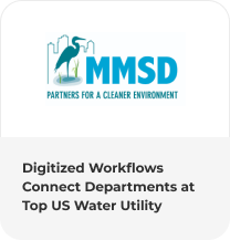 Logo of Milwaukee Metropolitan Sewerage District (MMSD) with the slogan "Partners for a Cleaner Environment." Below, text reads, "Digitized Workflows Connect Departments at Top US Water Utility. - SysAid