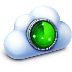 A cloud-shaped icon with a green radar screen in the center displaying three dots. - SysAid