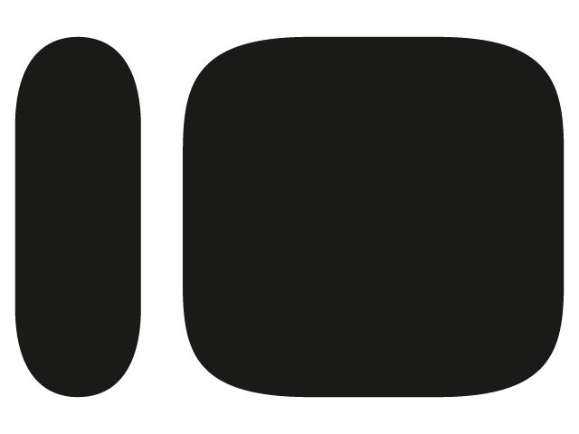 A black elongated oval shape next to a larger black rounded square on a white background. - SysAid